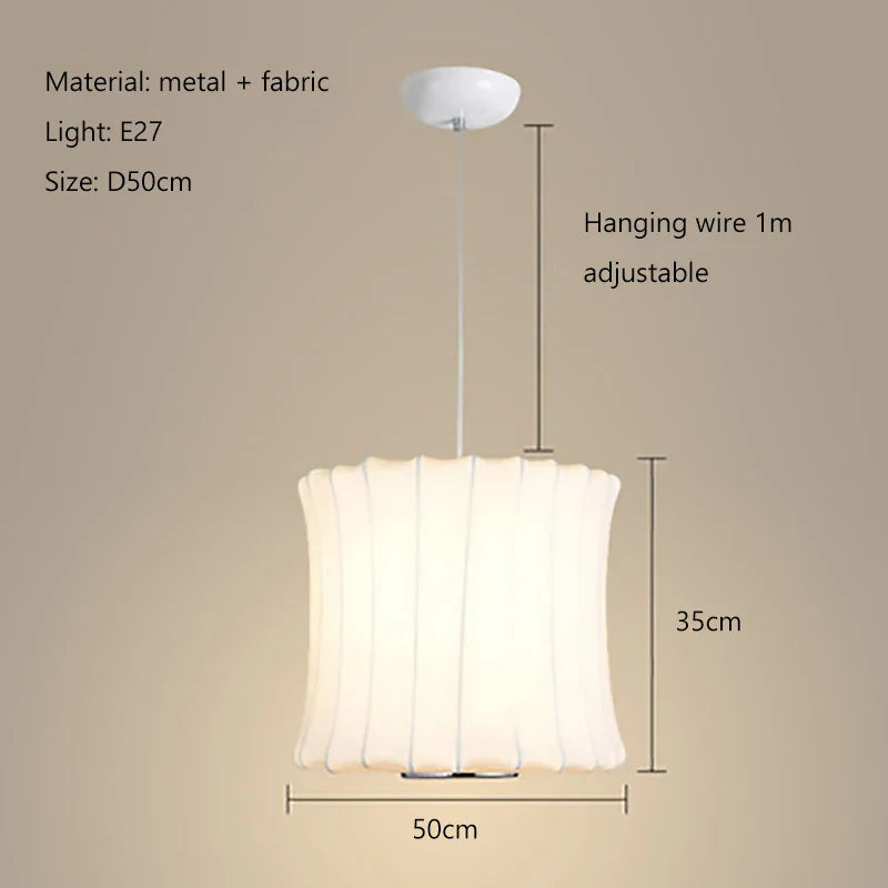 Tatami Fabric Shade LED Pendant Lights for Living Dining Bedroom