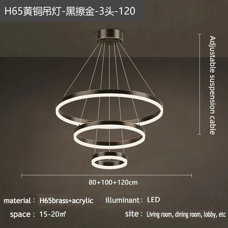 Nordic Circular Chandelier Hanging Pendant Light for Living Room and Dining Room