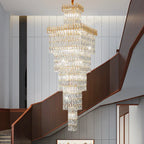 Crystal Luxe Living Room Chandelier - Modern & Elegant Hall Staircase Lighting