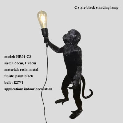 Monkey Resin LED Pendant Chandelier for Nordic Home Decor & Bedroom Lighting