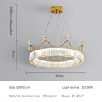 Crown Petal LED Crystal Chandelier - Luxury Nordic Design for Girls' Bedroom