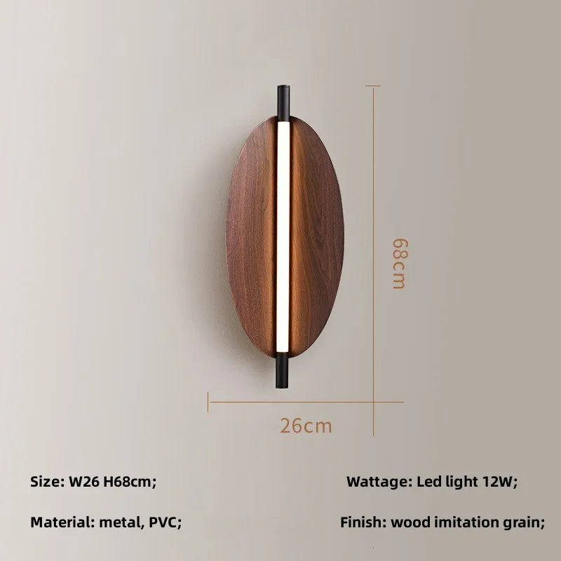 Wood Grain LED Wall Lamp: Minimalist Wabi Sabi Style Nordic Fixtures