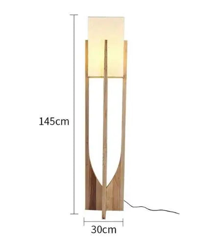 Vintage Wood Floor Lamp for Living Room, Japanese Style Decor Lighting