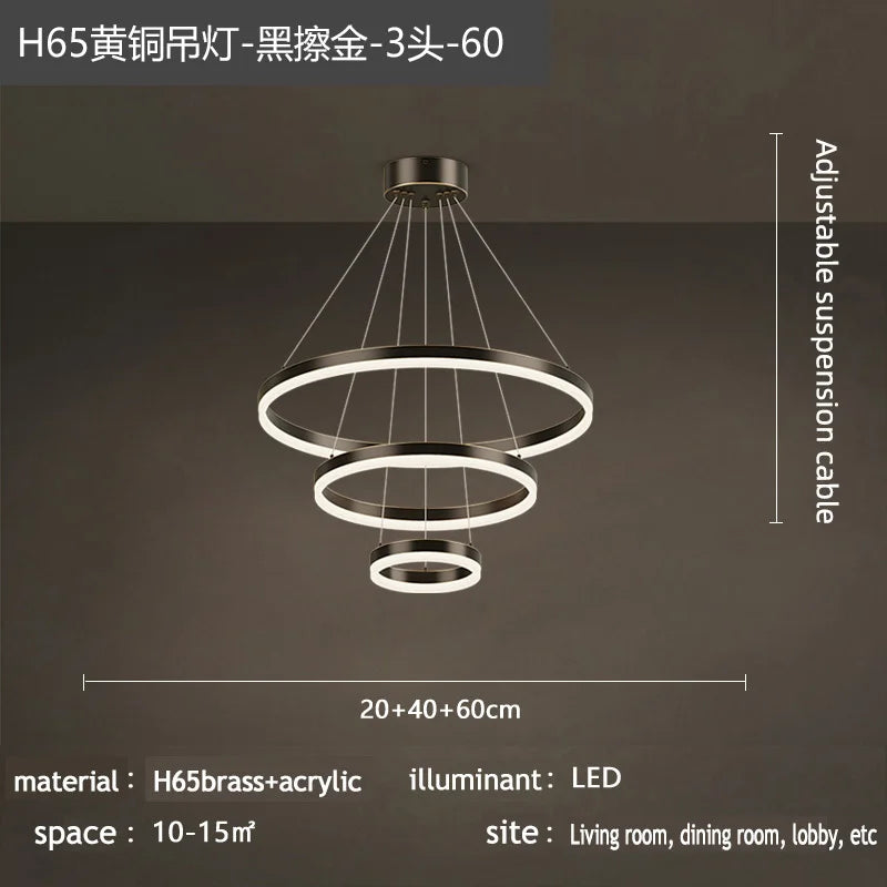 Nordic Circular Chandelier Hanging Pendant Light for Living Room and Dining Room