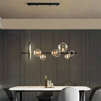 Glass Ball LED Chandelier: Modern Long Pendant Lighting for Living Room and Shop