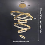 Crystal LED Chandelier Circle Hanging Lamp - Modern Luxury Dimmable Lighting