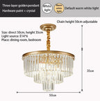 Crystal Gold Black LED Chandelier - Multi-Storey Modern Round Pendant Lamp