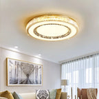 Gold Crystal Ceiling Lamp Double Layer Modern Chandelier Led Glossy Bedroom Decor