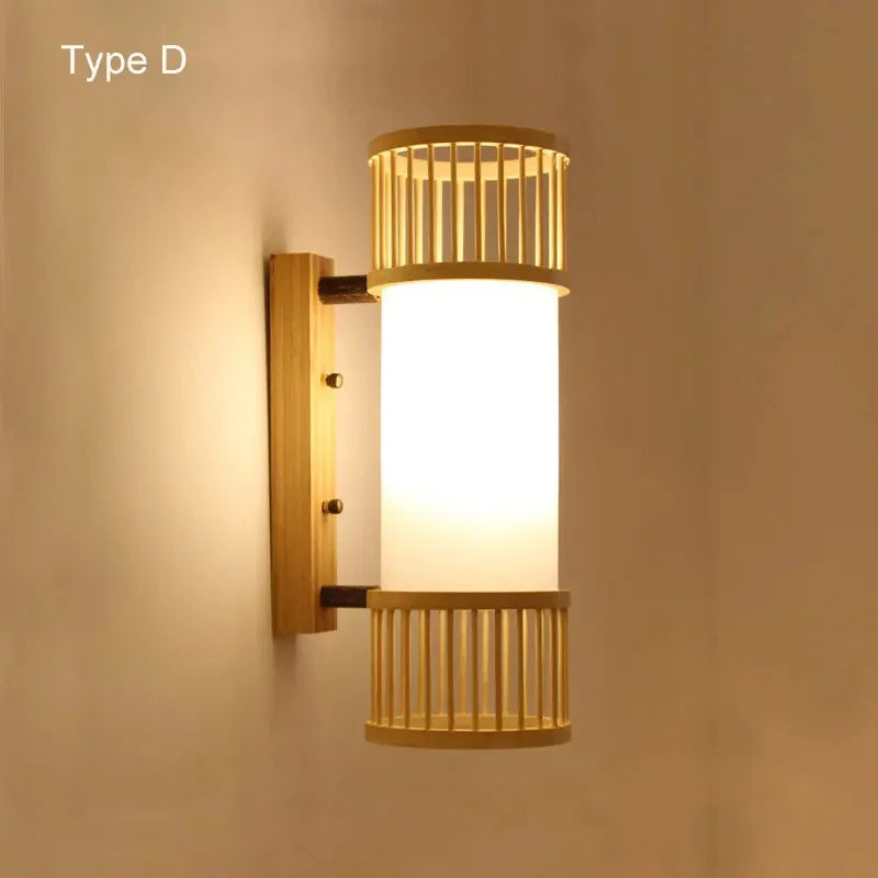 Bamboo Wall Lights: Retro Hand-woven Luminaire for Bedroom, Corridor, Hotel, Restaurant Decor