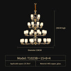 Chinese Jade Chandelier | Modern Duplex Villa Lighting