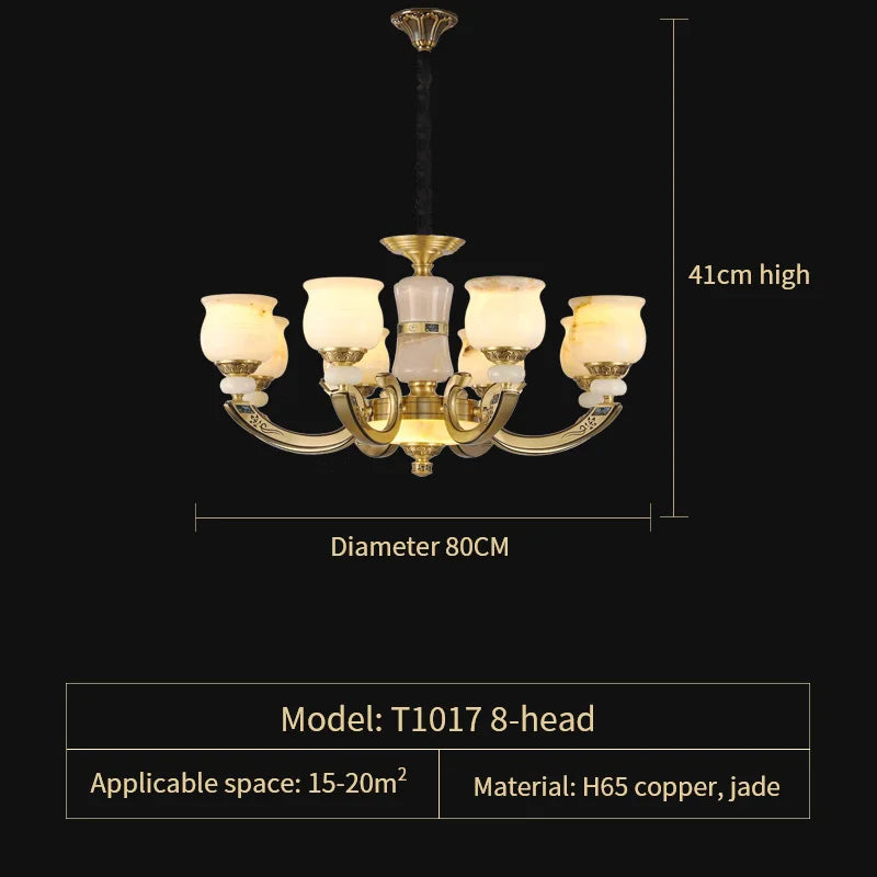Luxury Natural Jade Chandelier for Duplex Villa and Restaurant, Guangdong Lamps