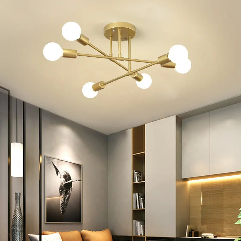 Nordic Modern Iron Art Golden Ceiling Lamps LED Chandeliers