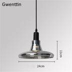 Smoky Gray Glass Pendant Light Retro Loft Industrial Hanging Lamp for Living Room Bedroom by Afralia™.