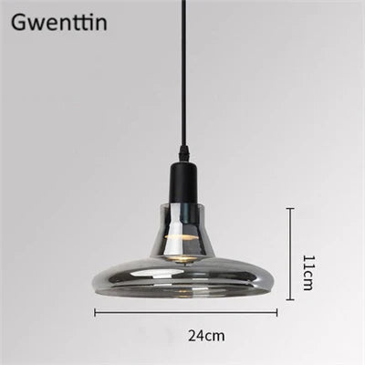 Smoky Gray Glass Pendant Light Retro Loft Industrial Hanging Lamp for Living Room Bedroom by Afralia™.