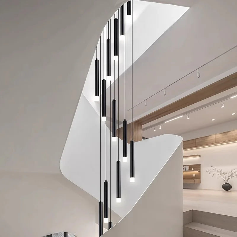 LED Staircase Chandeliers: Modern Pendant Light Lamps for Living Room Decor