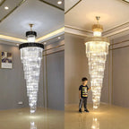 LED Crystal Chandelier: Modern Luxury Rotating Staircase Decorative Lighting Fixtures