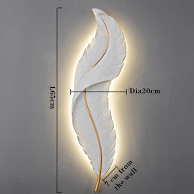 Nordic Feather LED Wall Lamp White Indoor Sconce Light for Bedroom, Living Room