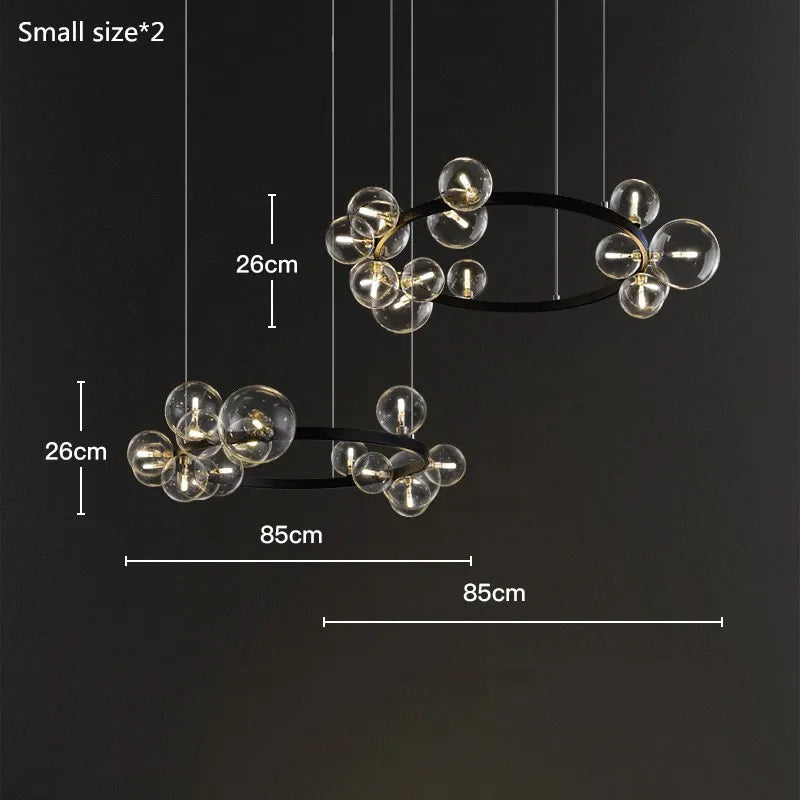 Glass Bubble Chandelier Light for Dining Room and Store