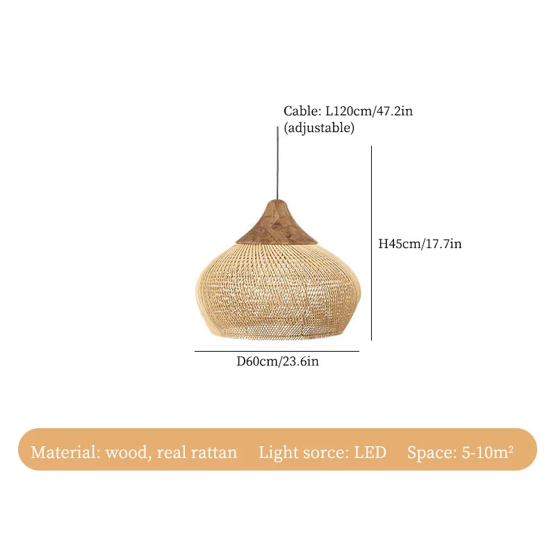 Rattan LED Ceiling Chandelier for Kitchen Island, Shop & Home Decor