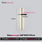 Black Long Strip Wall Lamp - Modern Minimalist Bedroom Living Room TV Wall Light