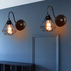 Industrial Cage Wall Lamp Vintage Retro Loft LED Sconce E27