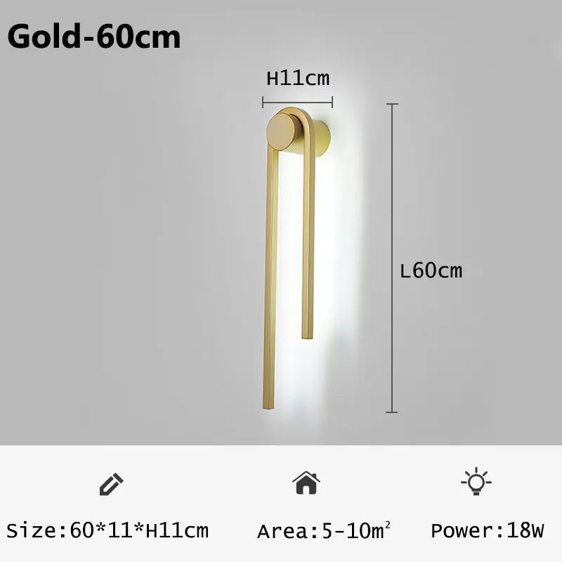 U-Shaped Wall Lamp: Industrial Black Gold Lighting for Home Decor