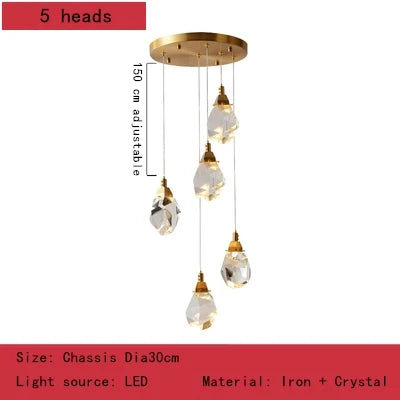 Nordic Villa Crystal Pendant Lights Chandelier for Home Living Room Bedroom Kitchen Shop