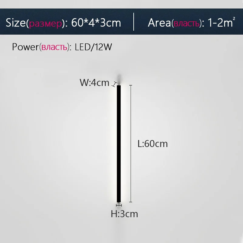 Black LED Wall Lamp for Bedroom Living Room Aisle Sofa Background