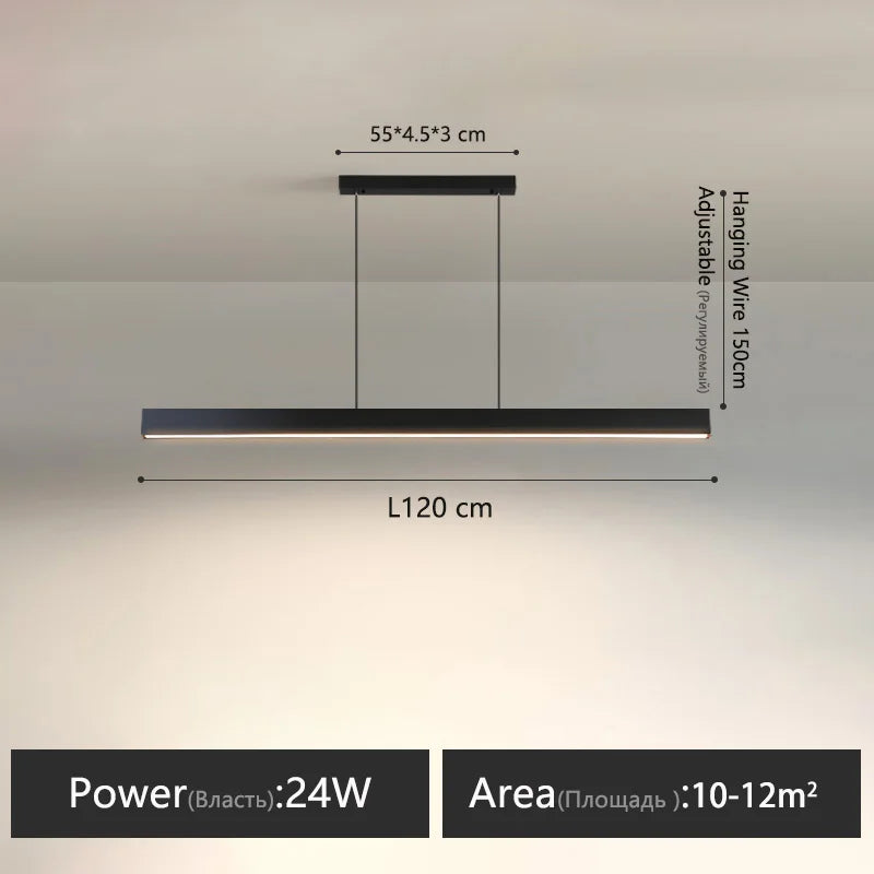 Modern Linear LED Chandelier Pendant Lights for Dining Table Kitchen Bar