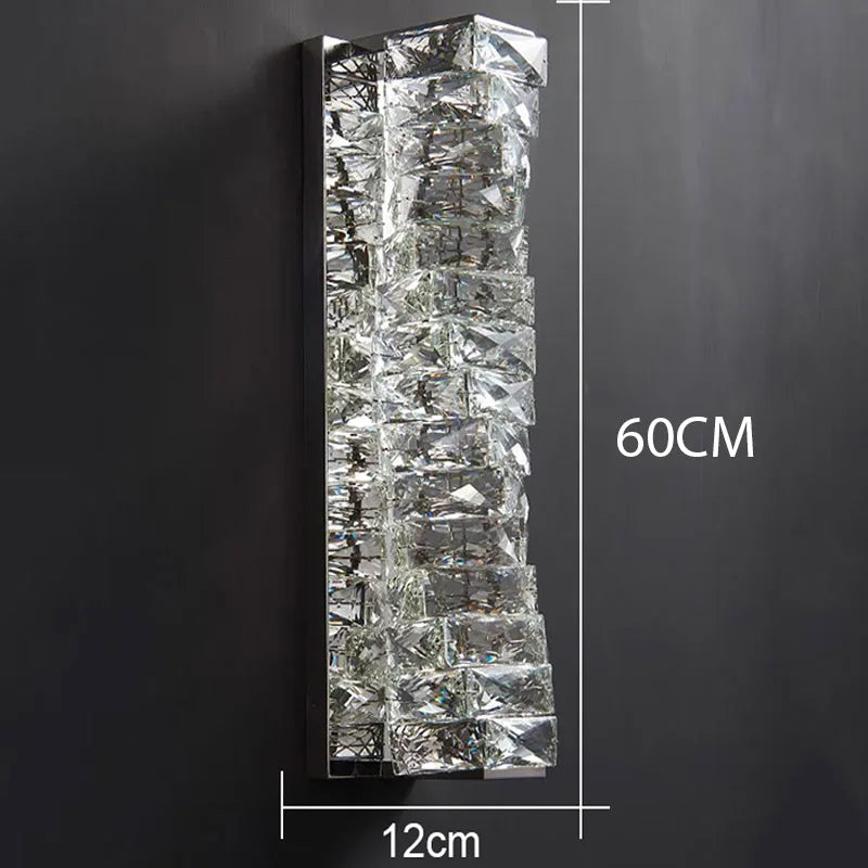 Gold Chrome Crystal Wall Sconce LED Lamp for Living Room Bedroom TV Background Lighting