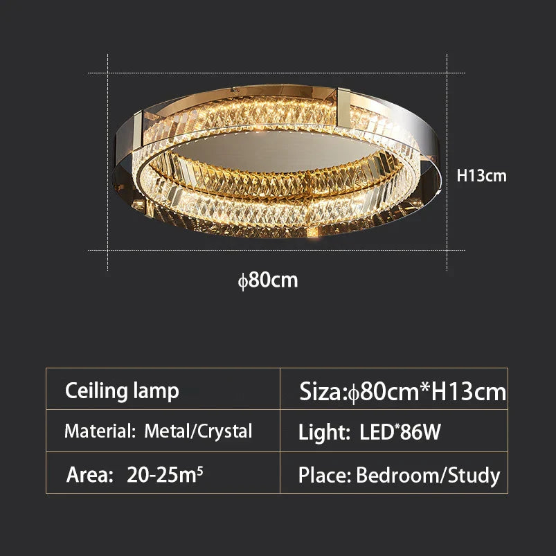 Nordic LED Crystal Glass Ceiling Light - Modern Living Room Dining Room Bedroom