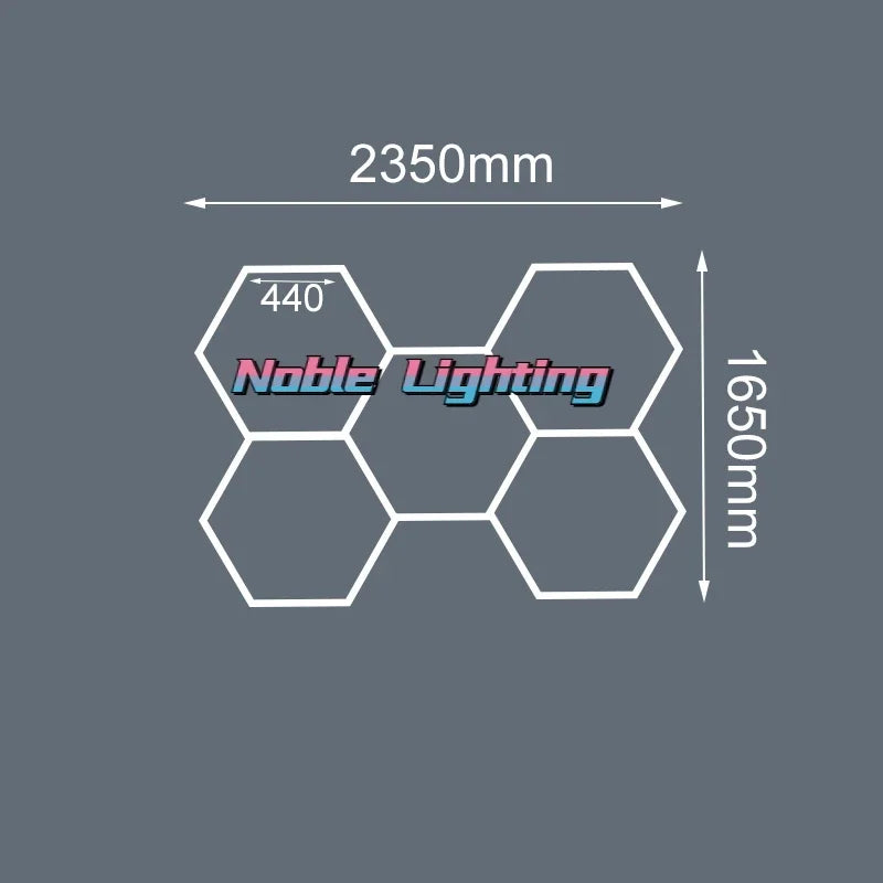 Honeycomb Hexagon LED Garage Light: Bright Ceiling Lighting for Auto Body Repair & Workshop.
