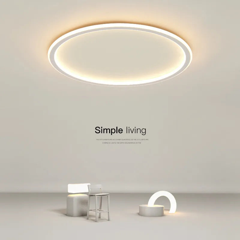 Modern Round Iron LED Ceiling Light for Bedroom, Foyer, and Study