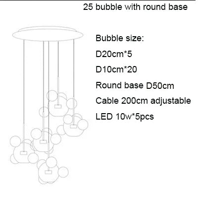 Mickey Bubble Chandeliers: Nordic Glass LED Lamp for Kitchen Home Decor