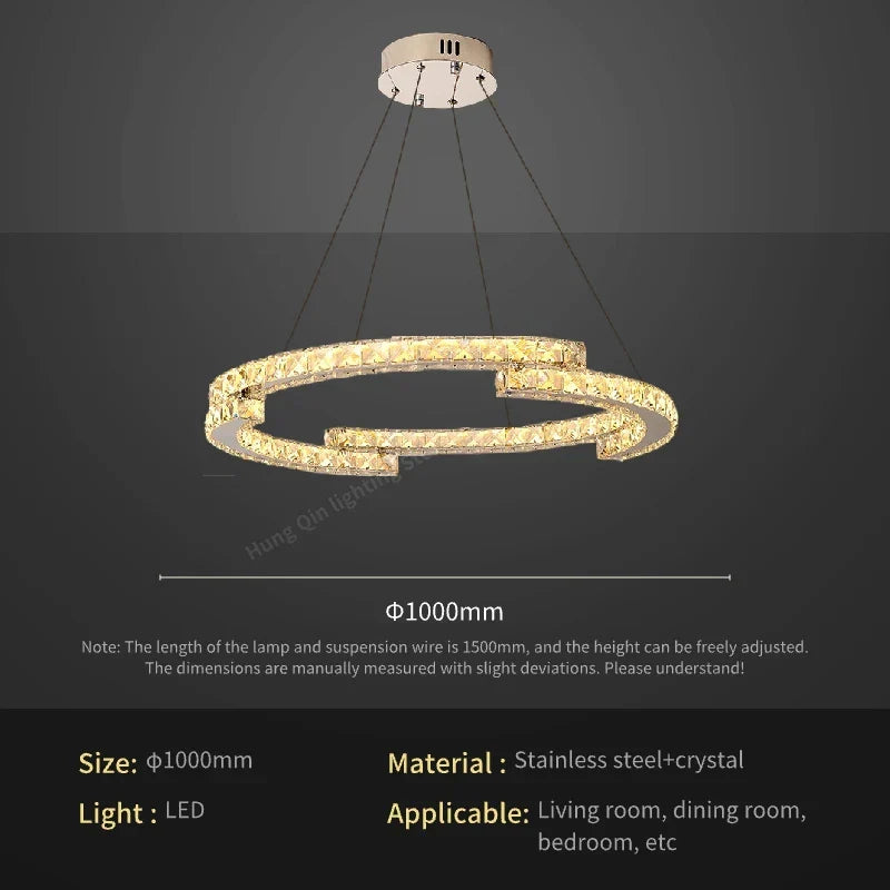 Circular Crystal Pendant Light Chandelier for Living Room