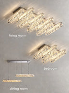 Crystal Chandelier Lights for Living Dining Bedroom LED Dimmable Lustre Lighting
