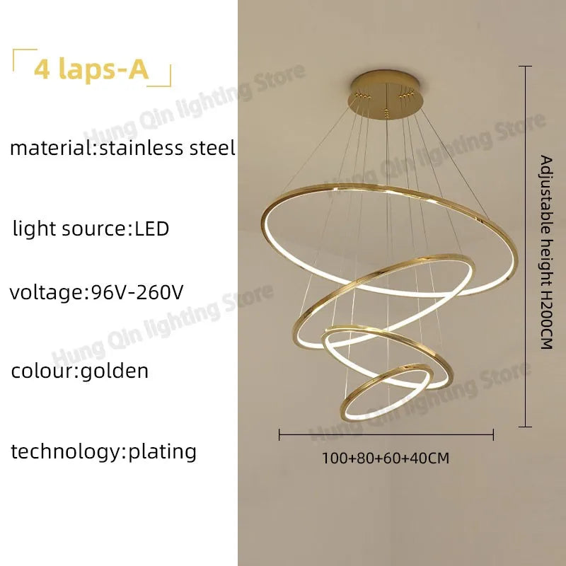 Stainless Steel Ring Pendant Light Modern Minimalist Chandelier
