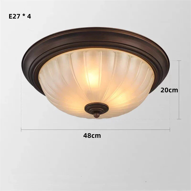 Black Bronze Ceiling Light with Frosted Glass Shade for Bedroom and Kitchen