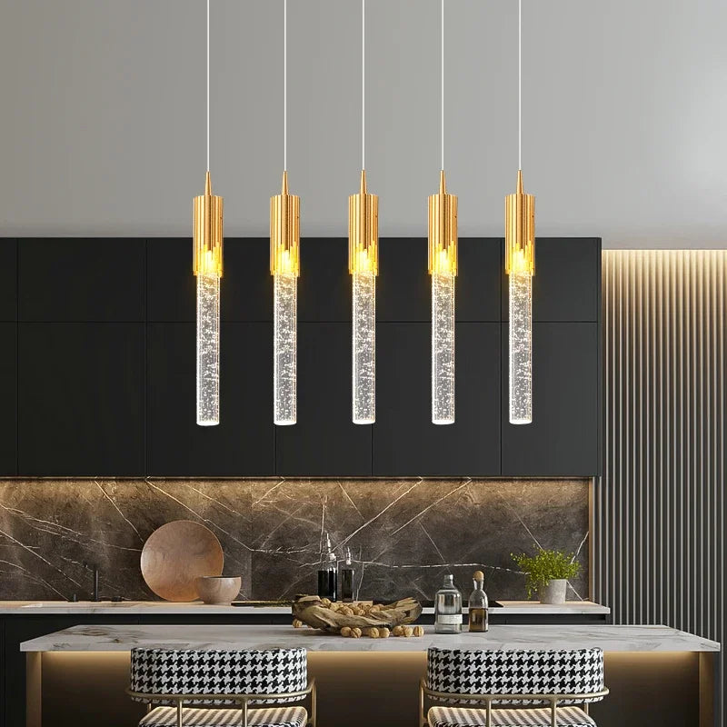 Modern Crystal Staircase Chandelier Lighting for Restaurant Gold Corridor