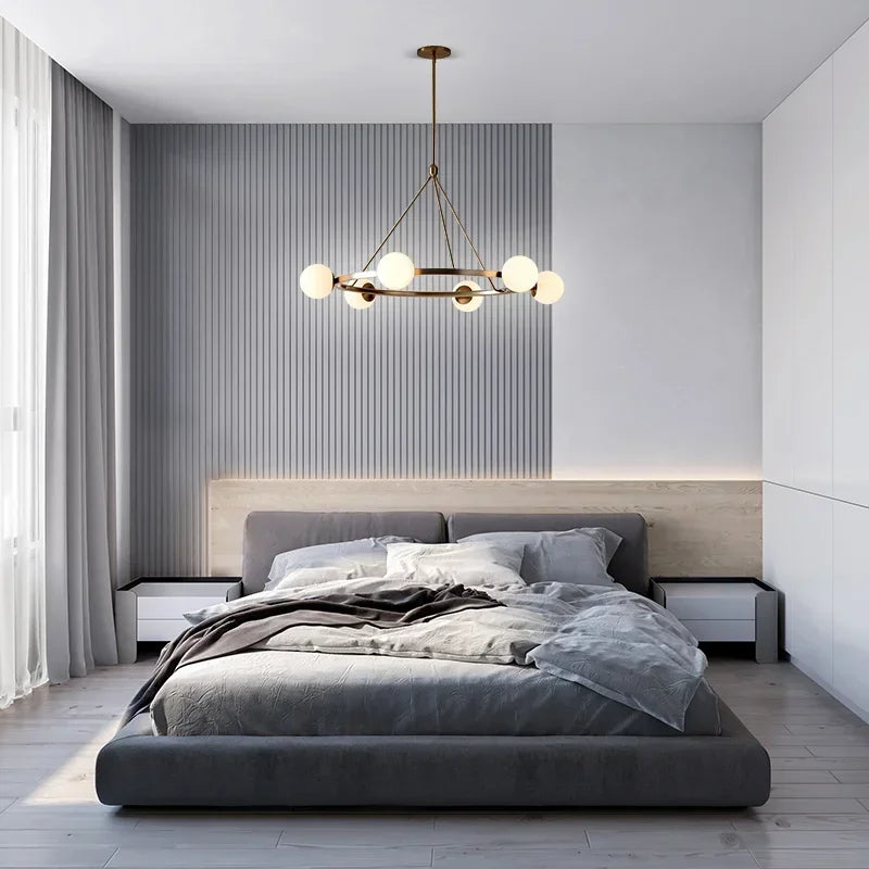 Glass Ball Chandelier LED Hanging Lamp Modern Nordic Style Pendant Light