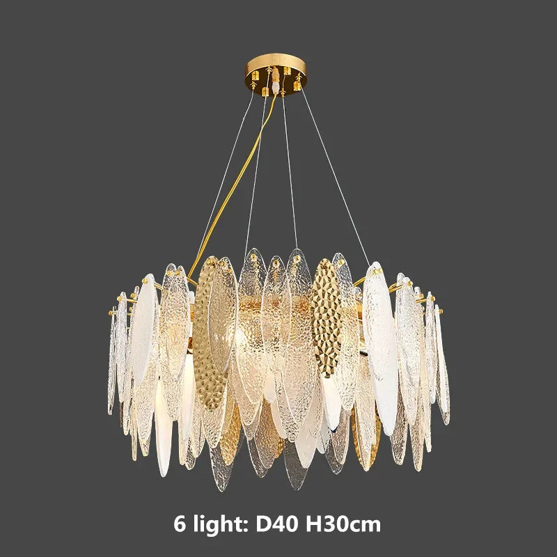 Gold Metal Chain LED Pendant Lights for Modern Luxury Living Room