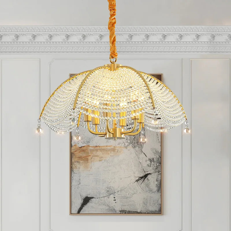 Copper Crystal Chandelier: Luxurious New American French Style Livingroom Lighting