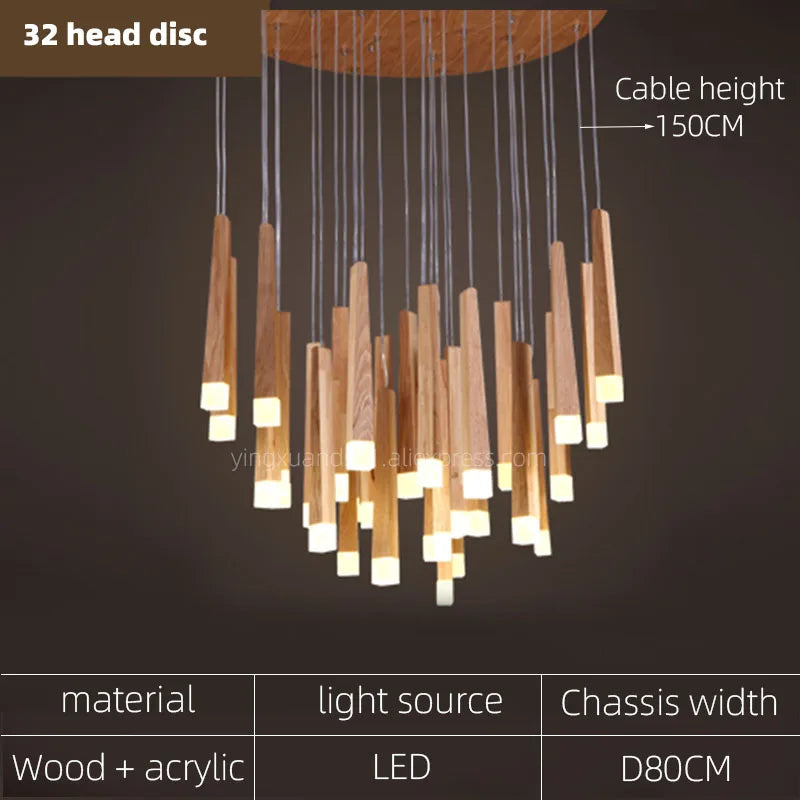 Modern Wood Chandelier Pendant for Dining Room, Living Room, Bedroom