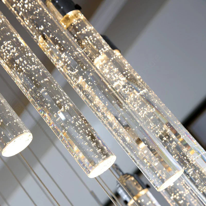 Crystal Chandelier: Elegant LED Staircase Lamp for Deluxe Living Room Decor