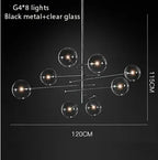 Black Gold Brass Chandelier with Clear Glass Art - Vintage Geometric Lighting