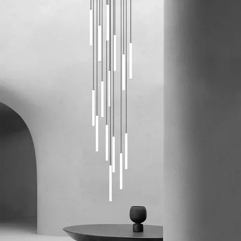 Modern Minimalist Stair Pendant Strip Lamp for Luxury Living Spaces.