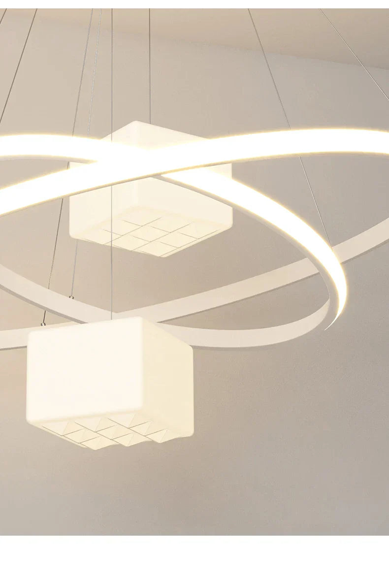 LED Chandelier: Modern White Hanging Light for Living Room Kitchen, Indoor Decor Lamps