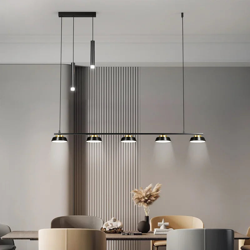 Neutral Light Dining Room Chandelier: Black Ceiling Pendant for Kitchen Table
