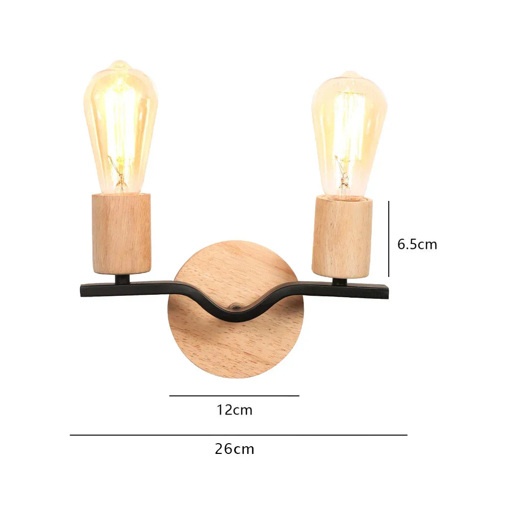 Wood Double Heads Wall Lamps - Modern Nordic Indoor Lighting Sconces