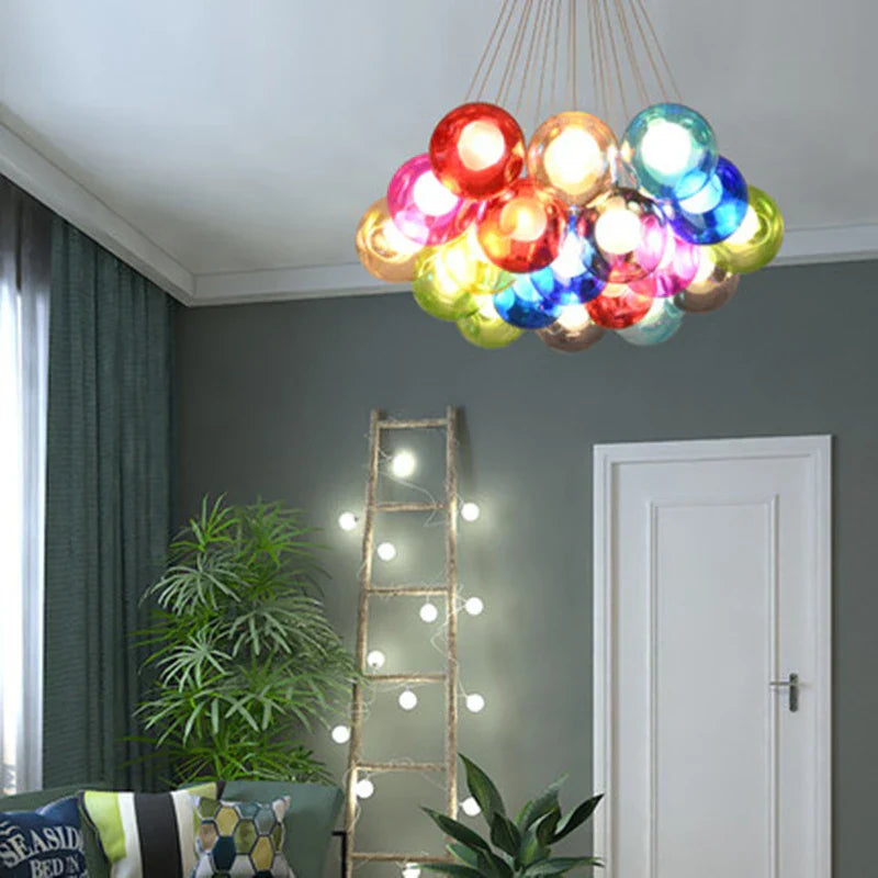 Glass Ball Bubble Chandelier: Nordic Modern Pendant Light for Living Room, Bedroom, Dining Table